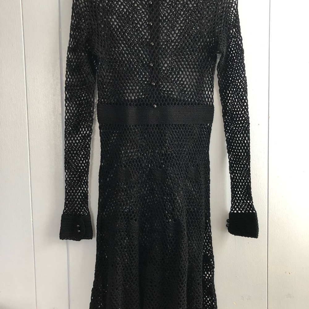 Betsey Johnson RARE y2k Black Crochet 100% Cotton Dress Size M